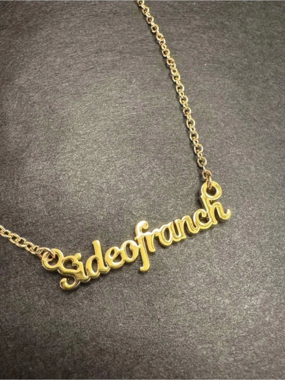 SIDE OF RANCH Script gold plated chain necklace - Picture 3 of 7